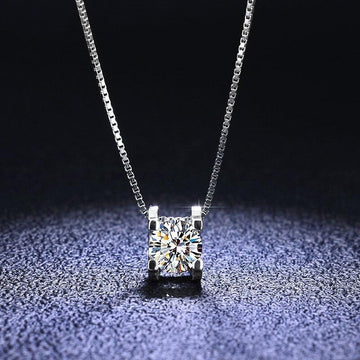Popular Classic Trendy Round 2ct/1ct High Quality Moissanite Diamonds Brilliant Halo Necklace - Fine Jewellery - The Jewellery Supermarket